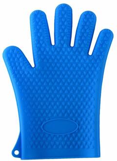 Siliconen Oven Handschoen Hittebestendige Dikke Koken Bakken Bbq Grill Handschoen Ovenwanten Diy Keuken Gadgets Keuken Accessoires Blauw