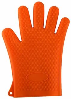 Siliconen Oven Handschoen Hittebestendige Dikke Koken Bakken Bbq Grill Handschoen Ovenwanten Diy Keuken Gadgets Keuken Accessoires Oranje