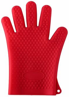 Siliconen Oven Handschoen Hittebestendige Dikke Koken Bakken Bbq Grill Handschoen Ovenwanten Diy Keuken Gadgets Keuken Accessoires Rood