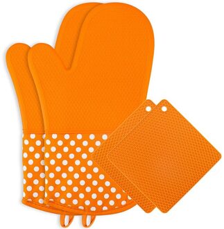 Siliconen Oven Handschoenen En Pannenlap Set, Oven Handschoenen En Siliconen Schotel, Anti-Slip Hittebestendige Geschikt