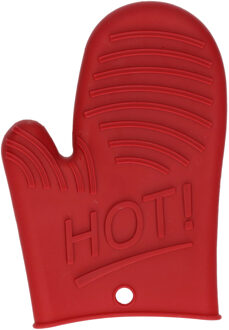 Siliconen ovenwant/ovenhandschoen - rood - 15 x 21 cm - Pannenlap