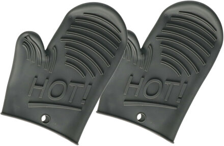 Siliconen ovenwant/ovenhandschoen - Set van 2x stuks - grijs - 15 x 21 cm - Pannen