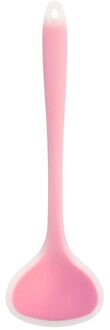 Siliconen Pollepel Anti-aanbak Naadloze Doorschijnende Soeplepel Koken Tool Lange Handvat Soeplepel Voor Thuis Keuken Benodigdheden roze
