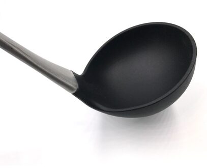 Siliconen Pollepel Soep Lepel Gebogen Handvat Hittebestendige Ronde Scoop Met Hygiënische Coating Kok Gebruiksvoorwerpen zwart