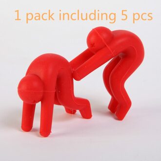 Siliconen Pot Rack 5 stks/pak Creatieve Little Man Anti-Overflow Pan Beugel Mobiele Telefoon Houder Hoge Temperatuur Weerstand Tool N rood 1 pack