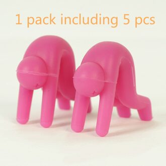 Siliconen Pot Rack 5 stks/pak Creatieve Little Man Anti-Overflow Pan Beugel Mobiele Telefoon Houder Hoge Temperatuur Weerstand Tool N roos rood 1 pack