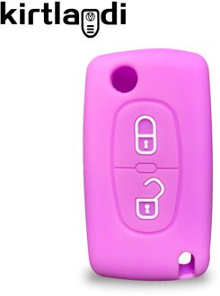 Siliconen Remote Key Case Shell Cover Voor Peugeot 207 307 307S 307CC 307SW 308 308SW 3008 4007 Voor Citroen c2 C3 C4 C5 C Crosser licht paars
