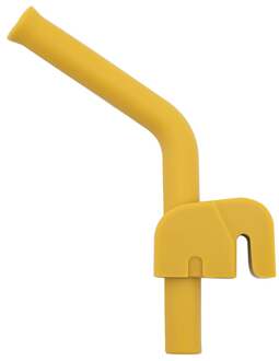 Siliconen Rietje met Rietjeshouderclip - Olifant Design - Mosterdgeel Mosterdgeel / Geel