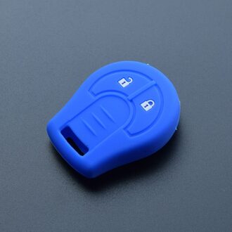 Siliconen Rubber Autosleutelzakje Beschermen Huid Cap Case Cover Set Voor Nissan Juke Maart Qashqai Sunny Sylphy Tiida X-Trail Afstandsbediening Blauw