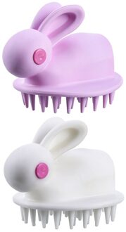 Siliconen Shampoo Hoofdhuid Haar Massager Head Body Hoofdhuid Massage Borstel Kam Haar Wassen Kam Douche Borstel Bad Spa Massage Borstel roze en wit