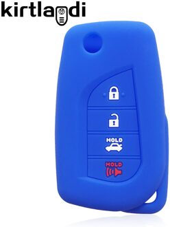Siliconen Sleutel Case Voor Toyota Corolla Klep Houder Voor Toyota Camry 70 Prius C-HR Clicker Carwalaa 4 Knop autosleutel Case Blauw