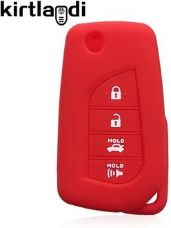 Siliconen Sleutel Case Voor Toyota Corolla Klep Houder Voor Toyota Camry 70 Prius C-HR Clicker Carwalaa 4 Knop autosleutel Case Rood