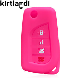 Siliconen Sleutel Case Voor Toyota Corolla Klep Houder Voor Toyota Camry 70 Prius C-HR Clicker Carwalaa 4 Knop autosleutel Case roos