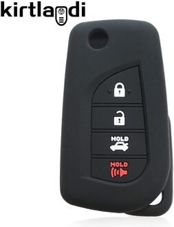 Siliconen Sleutel Case Voor Toyota Corolla Klep Houder Voor Toyota Camry 70 Prius C-HR Clicker Carwalaa 4 Knop autosleutel Case zwart