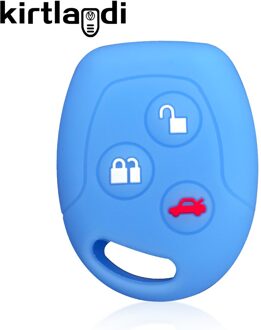 Siliconen Sleutelhouder Sleutelhanger Voor Ford Fiesta Mk5 Mk6 Fusion Mondeo Mk3 Focus 2 Mk1 Transit Street Ka Afstandsbediening Auto key Cover Case licht blauw