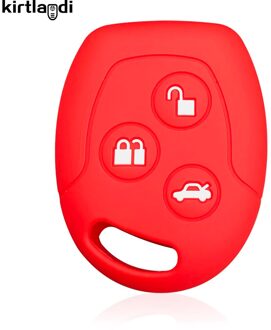 Siliconen Sleutelhouder Sleutelhanger Voor Ford Fiesta Mk5 Mk6 Fusion Mondeo Mk3 Focus 2 Mk1 Transit Street Ka Afstandsbediening Auto key Cover Case Rood