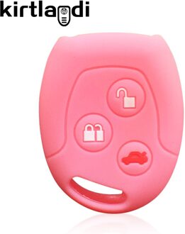 Siliconen Sleutelhouder Sleutelhanger Voor Ford Fiesta Mk5 Mk6 Fusion Mondeo Mk3 Focus 2 Mk1 Transit Street Ka Afstandsbediening Auto key Cover Case roze