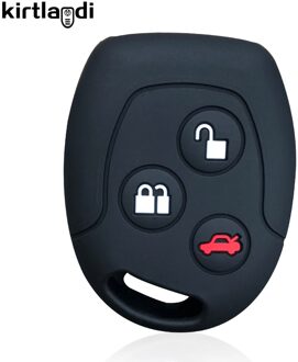Siliconen Sleutelhouder Sleutelhanger Voor Ford Fiesta Mk5 Mk6 Fusion Mondeo Mk3 Focus 2 Mk1 Transit Street Ka Afstandsbediening Auto key Cover Case zwart met wit