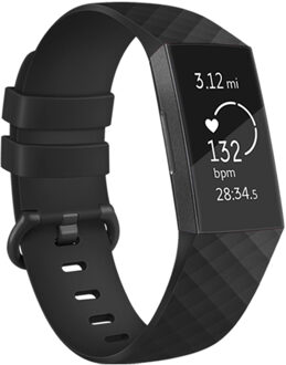 Siliconen Smartwatch Bandje voor de Fitbit Charge 2,Fitbit Charge 3,Fitbit Charge 4 - Zwart