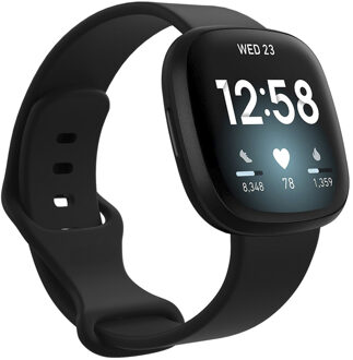 Siliconen Smartwatch Bandje voor de Fitbit Versa 3 - Zwart