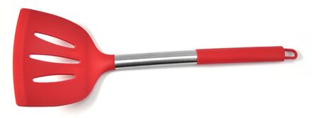 Siliconen Spatel Sleuven Turner Perfect Voor Koken Zeevruchten Op Grill Keuken Spatel Met Hittebestendige Metalen Handvat rood