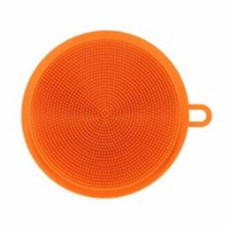 Siliconen Spons Afwas Keuken Scrubber Food-Grade Gerechten Multipurpose Sponzen Non Stick Schoonmaken Keuken Borstel Oranje