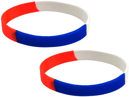 Siliconen supporters armbandje - 20x - rood wit blauw - Holland - Nederland