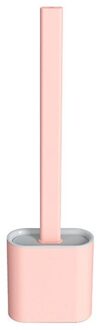 Siliconen Toiletborstel Wc Borstel Flexibele Brosse Borstel Hoofd Muur Houder Toiletborstel Eenvoudige Reiniging Badkamer Set Accessoires roze