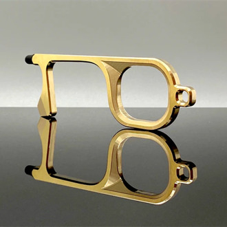 Siliconen Touch Key Non-contact Deuropener Winkelwagen Handvat Sanitaire Haak Non-contact Deurklink Lift Artefact sleutelhanger goud