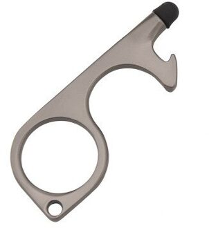 Siliconen Touch Key Non-contact Deuropener Winkelwagen Handvat Sanitaire Haak Non-contact Deurklink Lift Artefact sleutelhanger zwart