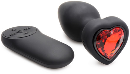 Siliconen Vibrerende Rode Hart - Butt Plug met Afstandsbediening - Klein - Siliconen Vibrerende Rode Hart - Butt Plug met Afstandsbediening - Klein