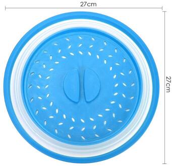 Siliconen Vouwen Magnetron Deksel Veiligheid en Non-toxiciteit Lange Levensduur Plaat Cover Vergiet Zeef voor Groente Blauw