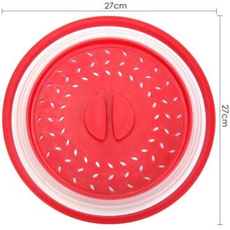 Siliconen Vouwen Magnetron Deksel Veiligheid en Non-toxiciteit Lange Levensduur Plaat Cover Vergiet Zeef voor Groente rood