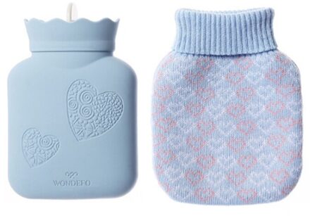 Siliconen Water Pouch Magnetron Verwarming Silicagel Fles Knit Cover Living Silica Hand Warm Fles Voor blauw
