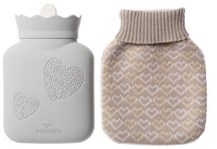 Siliconen Water Pouch Magnetron Verwarming Silicagel Fles Knit Cover Living Silica Hand Warm Fles Voor licht grijs