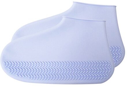 Siliconen Waterdicht Schoen Cover Outdoor Regendicht Wandelen Skid-proof Schoen Covers cover dikke slijtvaste regen laarzen #2A15 blauwe kleur