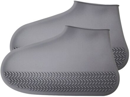 Siliconen Waterdicht Schoen Cover Outdoor Regendicht Wandelen Skid-proof Schoen Covers cover dikke slijtvaste regen laarzen #2A15 grijze kleur
