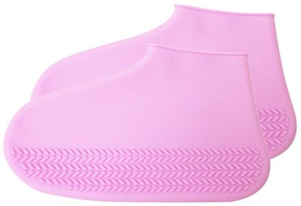 Siliconen Waterdicht Schoen Cover Outdoor Regendicht Wandelen Skid-proof Schoen Covers cover dikke slijtvaste regen laarzen #2A15 roze kleur