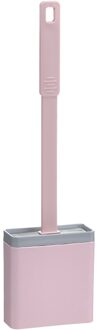 Siliconen Wc Borstel Platte Flexibele Zachte Haren Borstel Met Sneldrogend Houder Set Borstel Wc Accessoires #38 roze