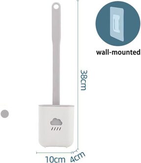 Siliconen Wc Borstel Platte Flexibele Zachte Haren Brushquick Drogen Houder Set Borstel Voor Wc Accessoires Wall-mounted grijs