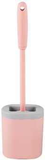 Siliconen Wc Borstel Zachte Borstel Toiletborstel Houder Set Accessoires Schoonmaken Tool Duurzaam Plastic Rubber roze