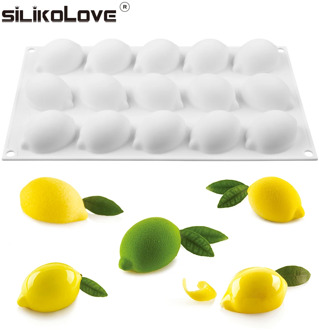 SILIKOLOVE 15 Cavity Lemon Shape Silicone Molds Cake Decorating Tools Bakeware French Dessert Mousse Cake Mold Baking Utensils