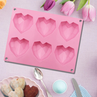 SILIKOLOVE 3D Diamond Love Heart Shape Silicone Molds for Baking Sponge Chiffon Mousse Dessert Cake Molds Food Grade