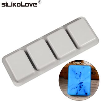 Silikolove Siliconen Zeep Mallen Rechthoek Vormige Zeep Maken Mold 4 Holte Recycle Handgemaakte Craft Voor Familie Badkamer Zeep Vorm