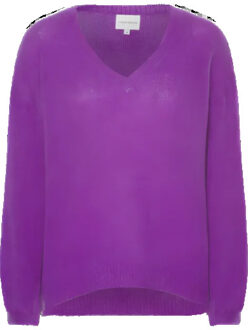 Silja v neck knit deep purple - Paars - M