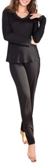 Silk Jersey Long Sleeve Pyjamas * Actie * Zwart - X-Small,Small,Medium,Large,X-Large