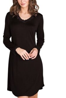 Silk Jersey Nightgown With Long Sleeve Zwart,Beige,Wit - X-Small,Small,Medium,Large,X-Large,XX-Large