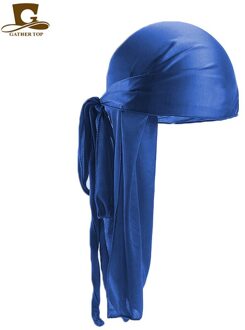 Silky Durag Bandana Tulband Hoed Pruik Doo Rag Biker Hoofddeksels Hoofdband Mannen Vrouwen Geïmiteerd Zijde Hoofdband Piraten Hoed Blauw