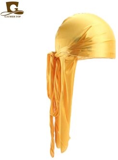Silky Durag Bandana Tulband Hoed Pruik Doo Rag Biker Hoofddeksels Hoofdband Mannen Vrouwen Geïmiteerd Zijde Hoofdband Piraten Hoed geel