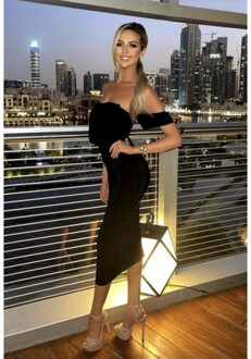 Silky off shoulder dress | zwart - 38